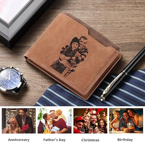 Miniatura 3 de JulStar Billetera personalizada con nombre y foto grabada, regalo personalizado para hombres, Estilo 1, Personalizado