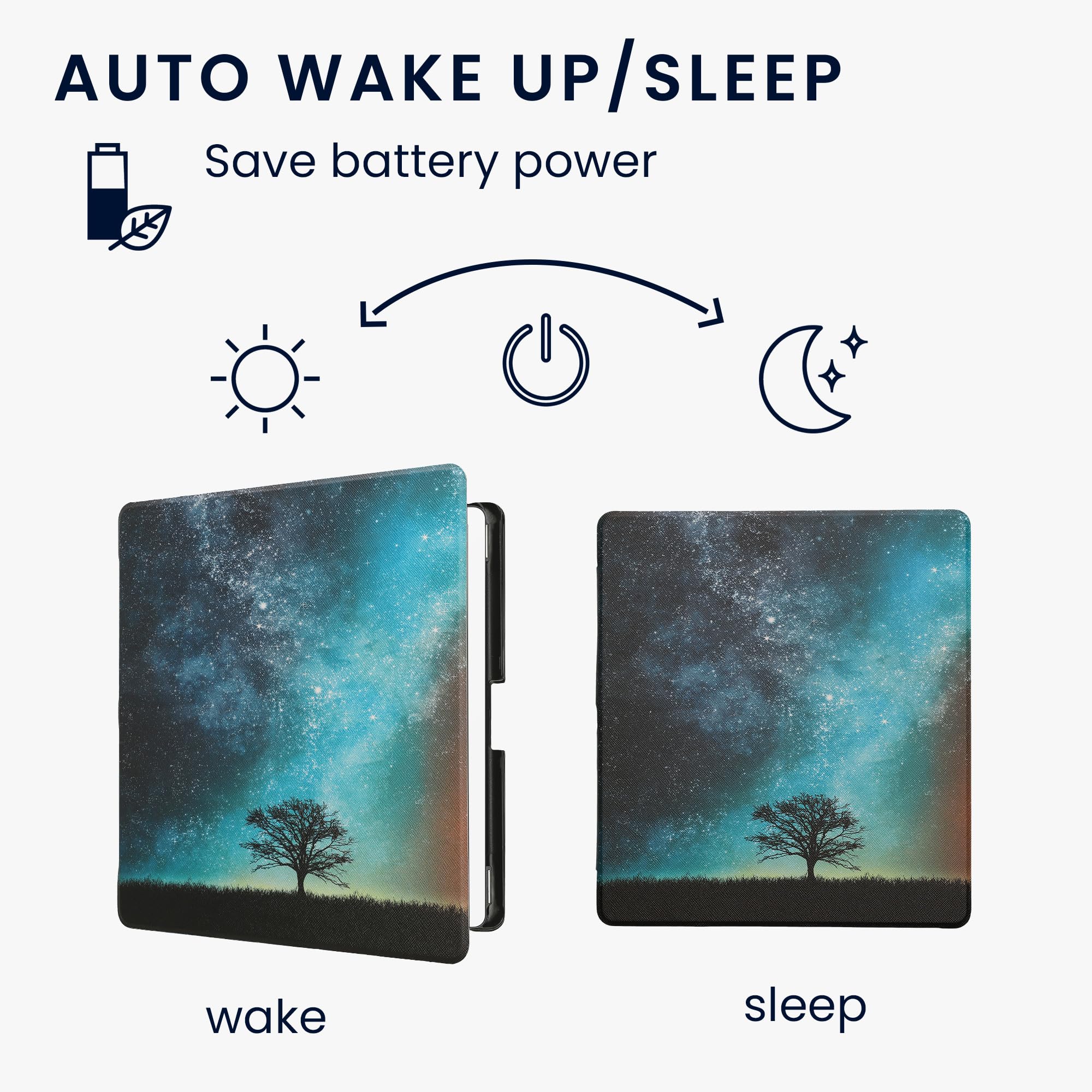 kwmobile Carcasa Compatible con Amazon Kindle Scribe (2024) Funda - Funda con Tapa y Cierre magnético de Cuero sintético - árbol y Estrellas