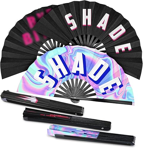 Amyhill 3 ventiladores de mano grandes de bambú, ventilador plegable icónico de mano, ventilador chino de mano, para mujeres y hombres, festivales,