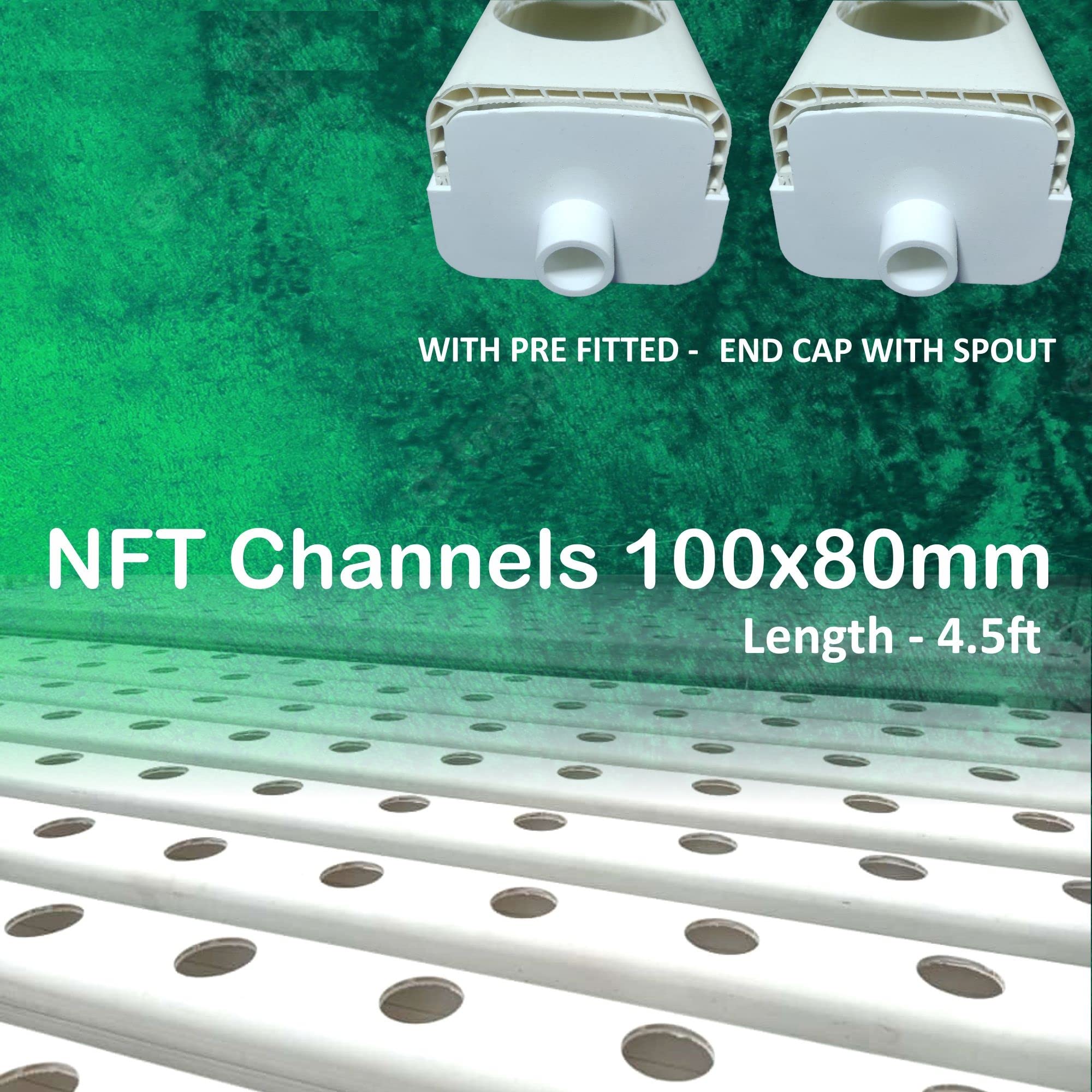 WE Hydroponics NFT Channels 4.5ft, END Cap Spout at Both end, Leak