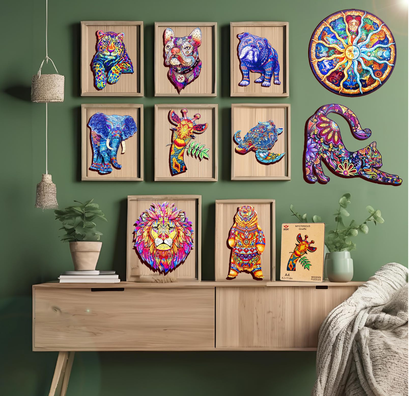 Engelhart - 602310 - Puzzle en Bois Ours - 193 Pièces Uniques - Puzzle Animaux - Boîte Cadeau en Bois - À partir de 12 Ans - 29.7 x 42 cm - Découpe au Laser, Épaisseur 3 mm