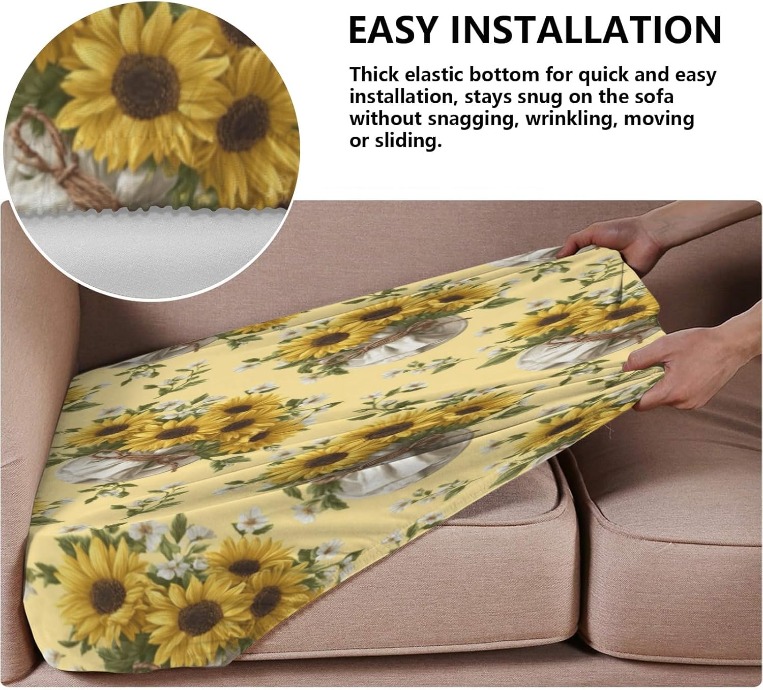 Spring Sunflowers and Bouquet Loveseat Covers Couch Covers for 2 Cushion Couch, 2-Piece Stretch Sofa Slipcovers Anti-Slip Washable Furniture Protectors for Dogs Pets