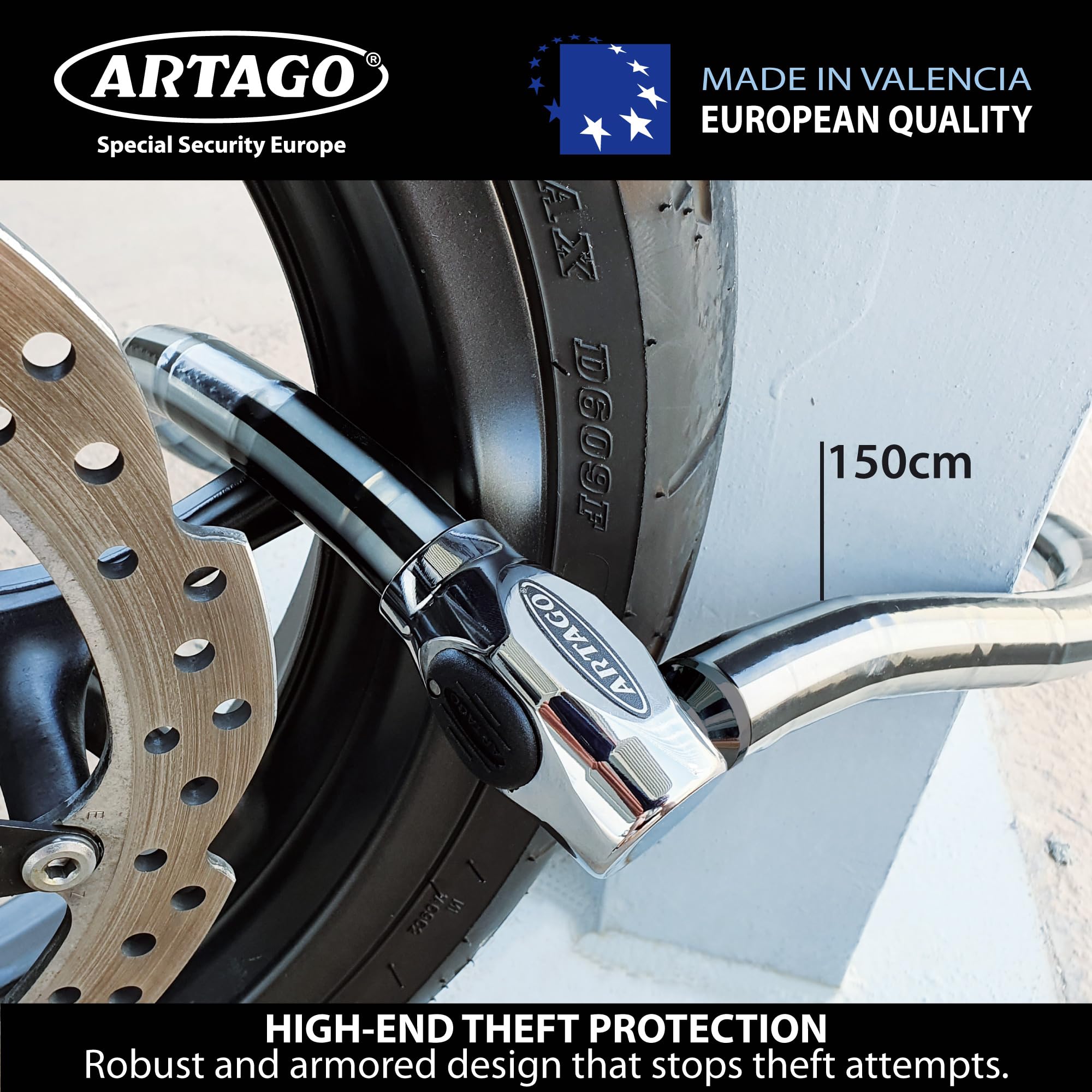 ABUS Granit Detecto Alarm Disc Lock/Chain Combo Yellow, 12 mm Loop x 120 cm L