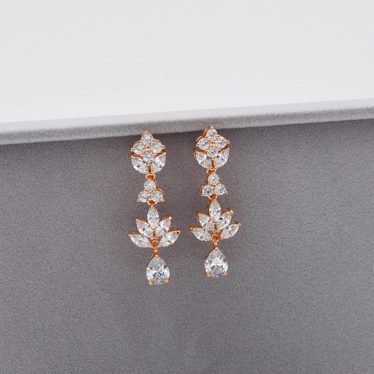 UDYLGOON Bride Wedding Jewelry Set Cubic Zirconia Crystal Earrings Necklace Bracelet Set For Bridal Bridesmaid Party Prom Homecoming - Image 5