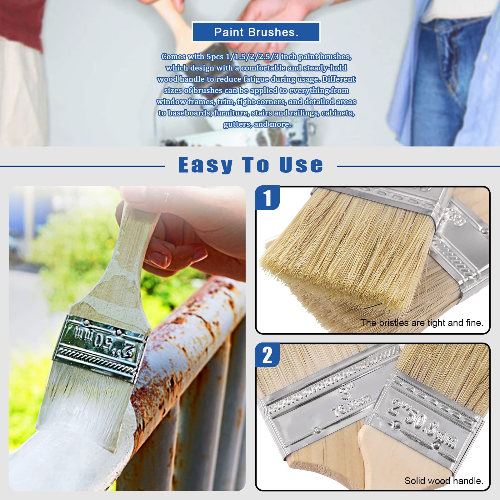 Glarks Kit di copertura per rullo da 13 pezzi, con 6 coperture per rullo da 10 cm, con 1 telaio a rullo, 5 pennelli da 1/1,5/2/2,5/3 di pollice e 1 coltello da stucco da 2 pollici per pittura della