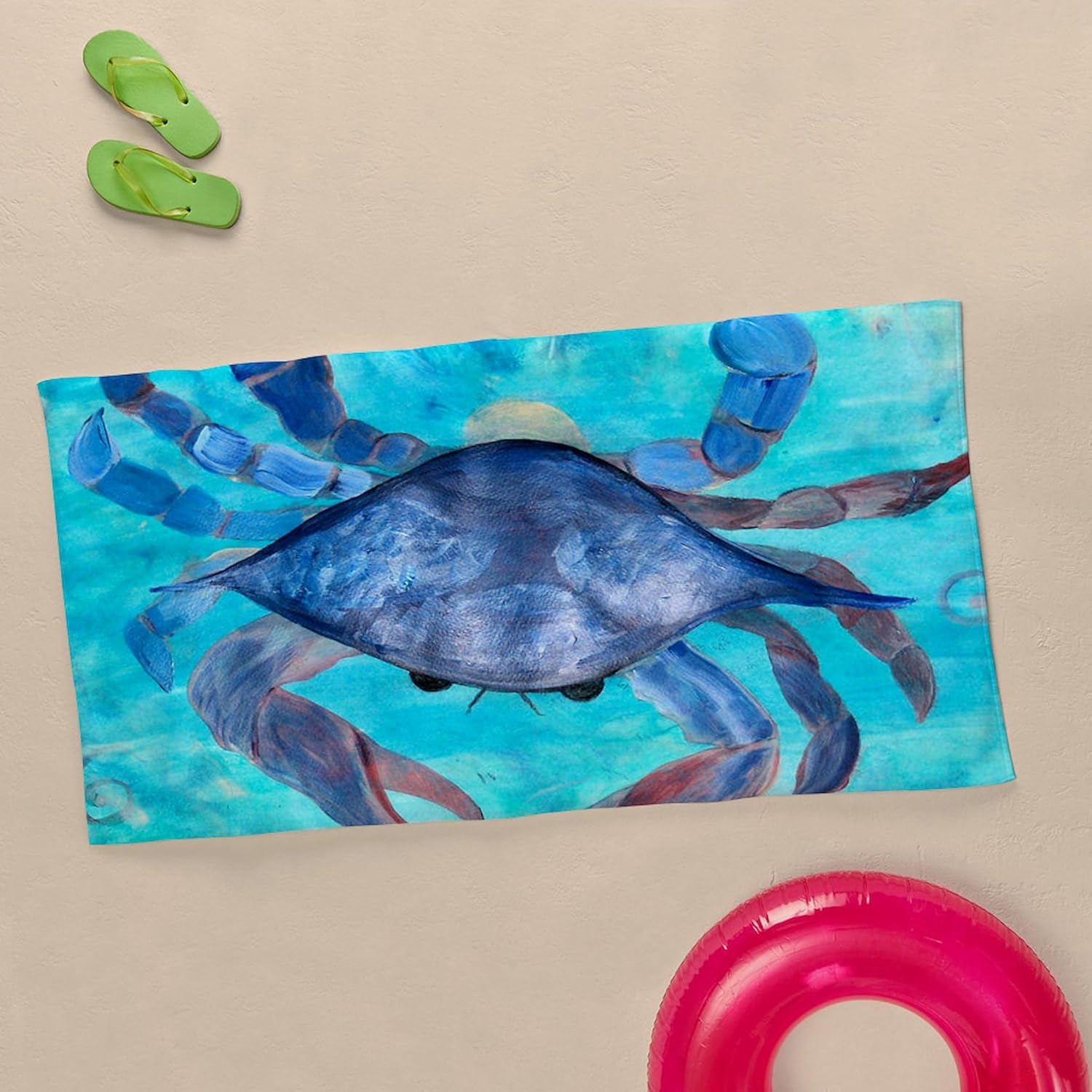 CafePress Blue Crab 30"x60" Absorbent Cotton Back, Soft Beach, Pool Towel