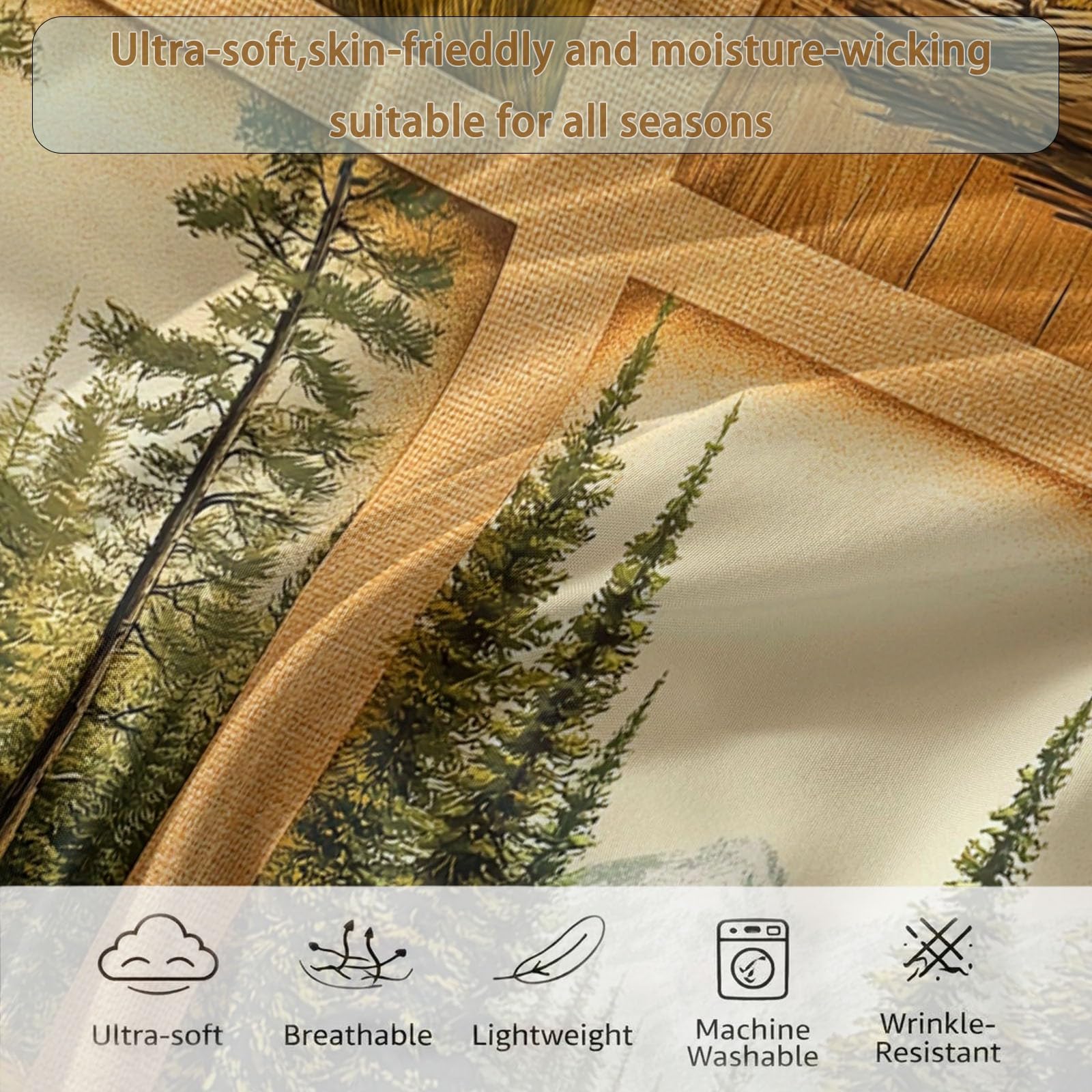 Generico Komplet poszewek na kołdrę 140 x 200 cm wiejski las architektura chitektura drewniana kołdra All-in-One, oddychająca i zmywalna mikrofibra Edredón - 3-częściowy zestaw z 2 poszewkami na