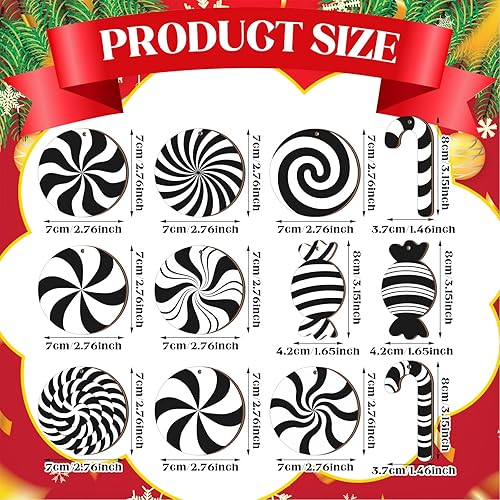 Miniatura 9 de 36 adornos navideños a cuadros para árbol de Navidad, decoración colgante de madera negra y roja, adornos de Navidad de reno, muñeco de nieve,