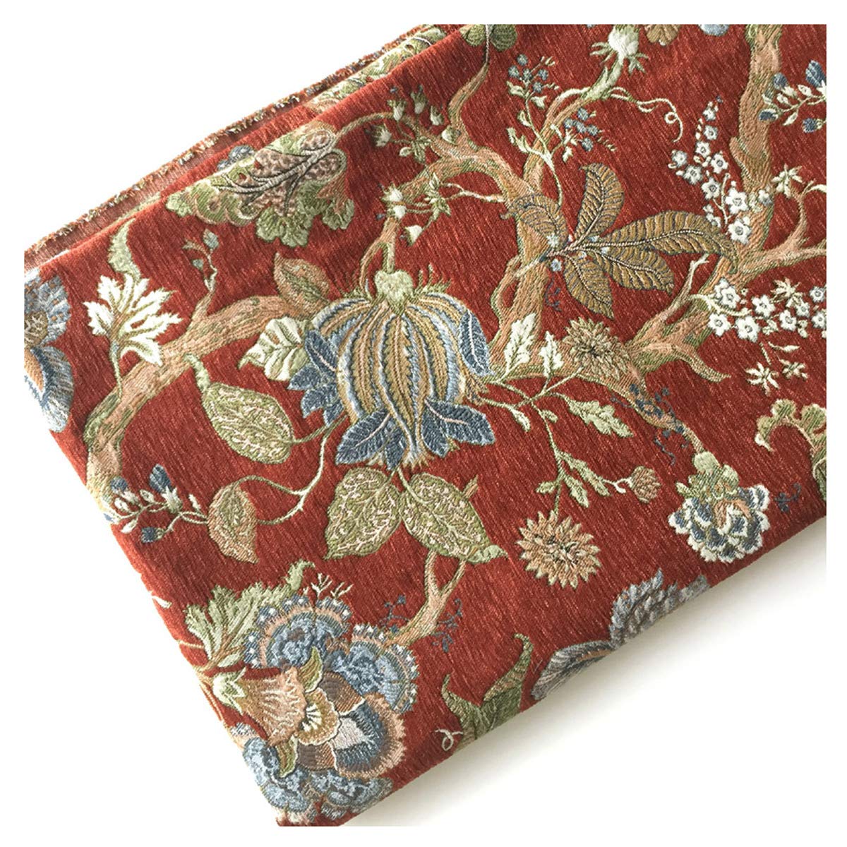 NAKAN Tissu de Rembourrage de Meubles à Motif Floral Traditionnel de Tissu Chenille Lourd 150cm de Large pour Canapé, Rideau, Couverture de Sièges de Chaise(Color:Rouge)