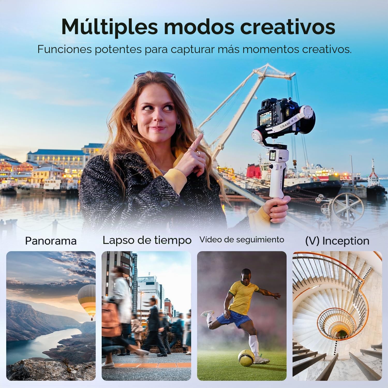 Zhiyun Crane M3S Combo [Official] estabilizador cámara de 3 Ejes con luz de Refuerzo, Clip Smartphone, Mochila Trasera, trípode, cámara para cámara de acción compacta, etc