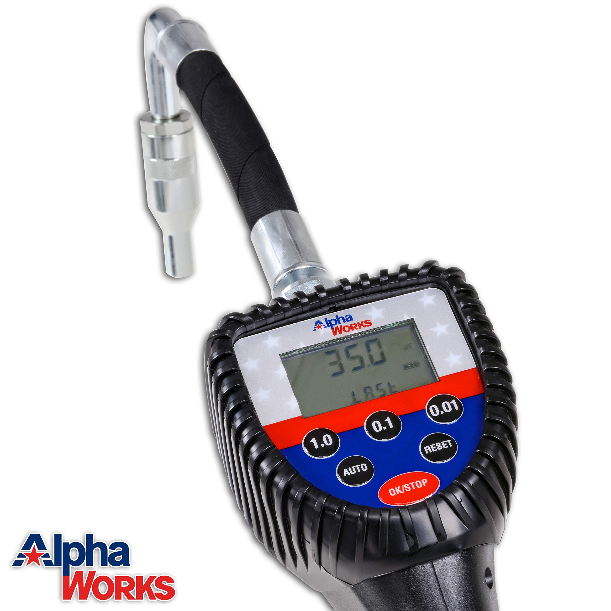 AlphaWorks Preset Digital Oil Control Valve Meter Nozzle 10 GPM / 35 LPM Elite Heavy Duty Air