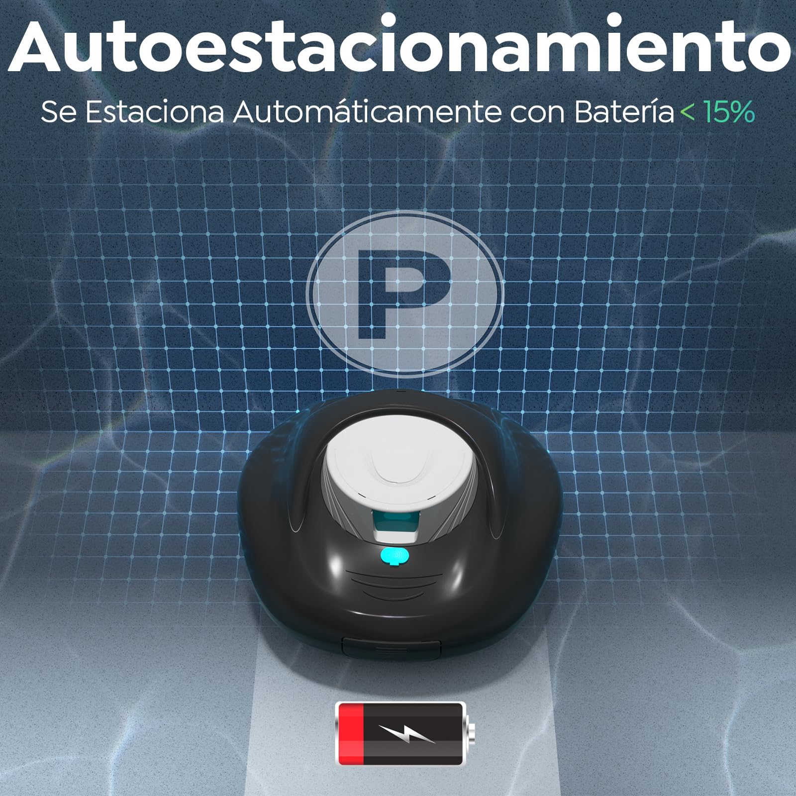 Robot Per Piscina Fuori Terra e Interrata, Ricarica Rapida 2.5 Ore, Autonomia 130 Mins, Doppia Trazione, Pulizia Potente, Adatto per Piscine fino a 80 m²,Nero e bianco