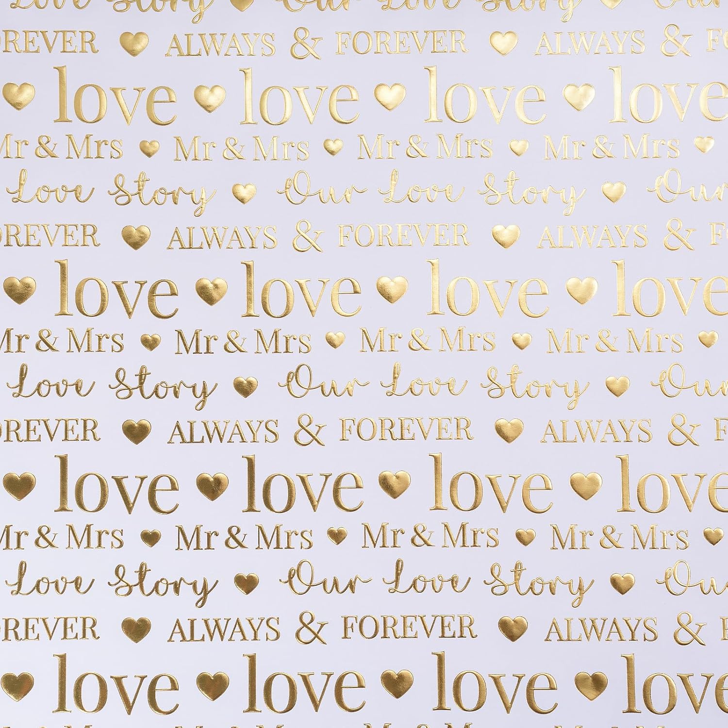 RUSPEPA Wedding Wrapping Paper Large Roll, Jumbo Roll, White and Gold Foil Love & Mr & Mrs Design, Romantic Gift Wrap for Wedding, Bridal Shower, Anniversary, Engagement, 30 Inches x 16.4 Feet