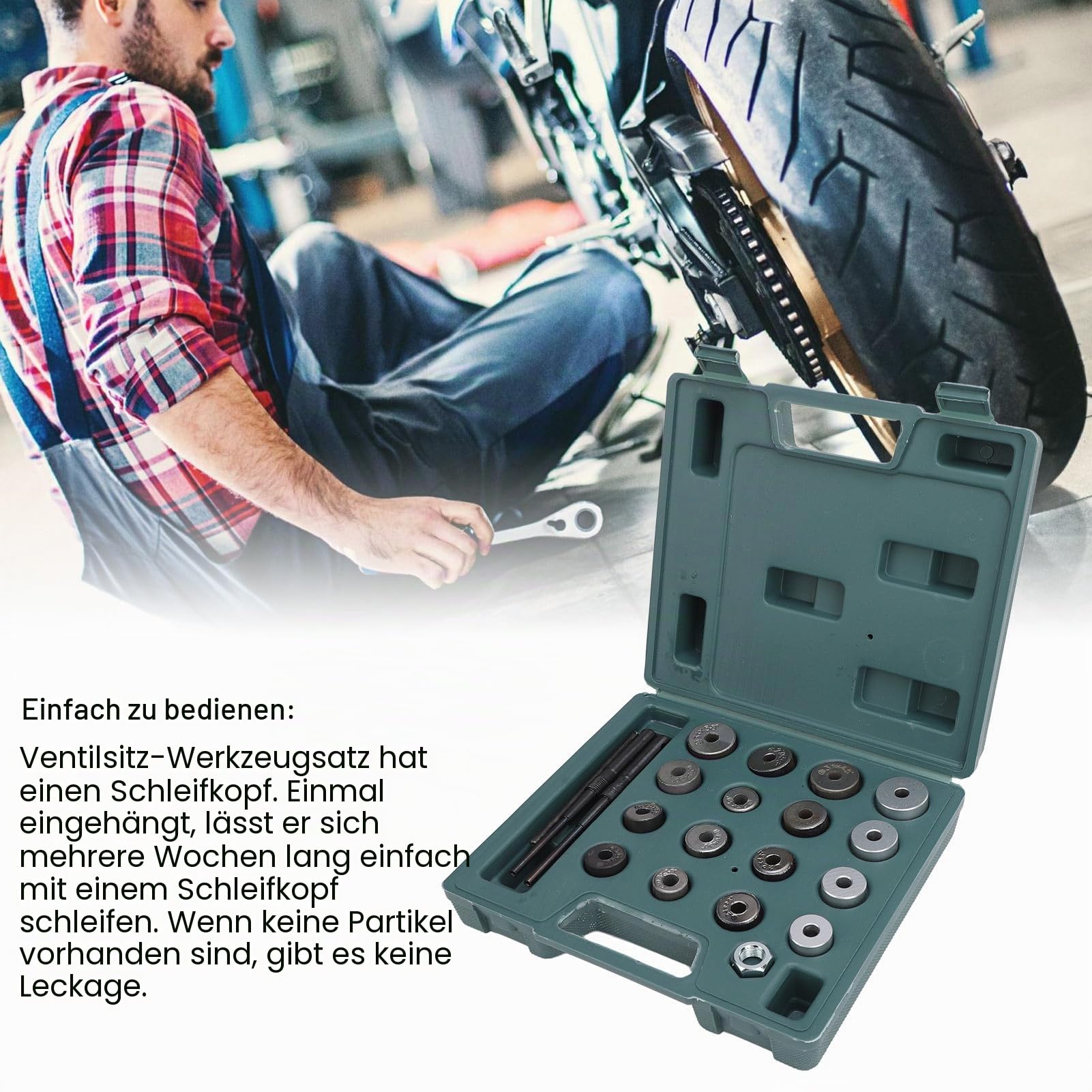 flexman 20 Teiliges Ventilsitz Fräser Set, Ventilsitz Reibahle aus Legiertem Stahl, Leicht zu Schleifender Motorrad Ventilsitzfräser für Ventile mit 0,8–1,2 Zoll Durchmesser
