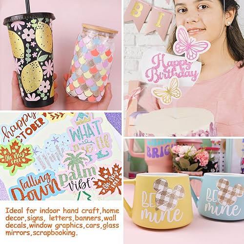 Miniatura 19 de TECKWRAP Shimmer Vinyl Glitter Adhesive Sheets for Craft Cutter 12" x 12" 10 Sheets/Pack