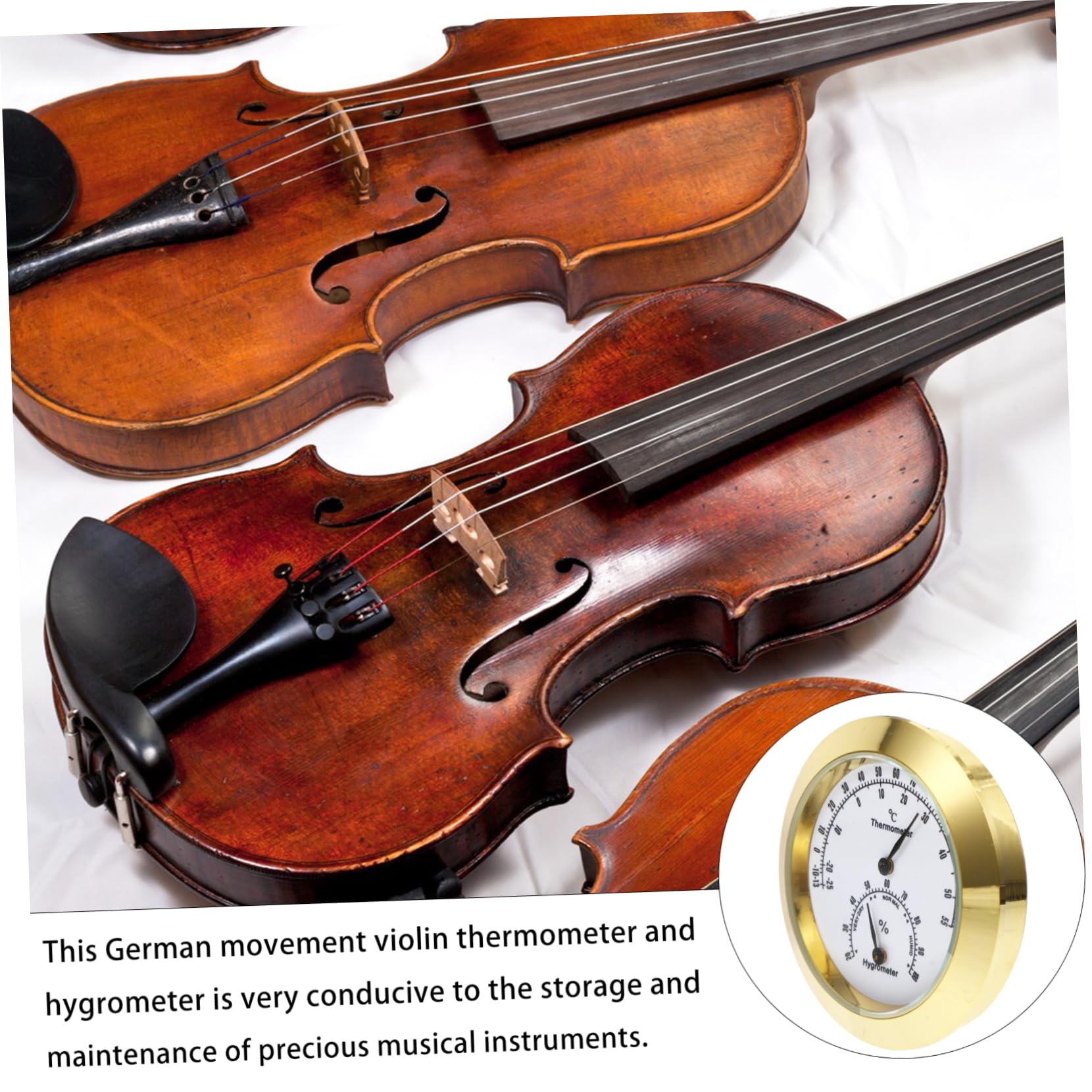 HANABASS Violin Hygrometer Thermometer Humidity Temperature for Guitar Violin Care Accurate Readings for Instrument Protection Stylish Design with German Mechanism