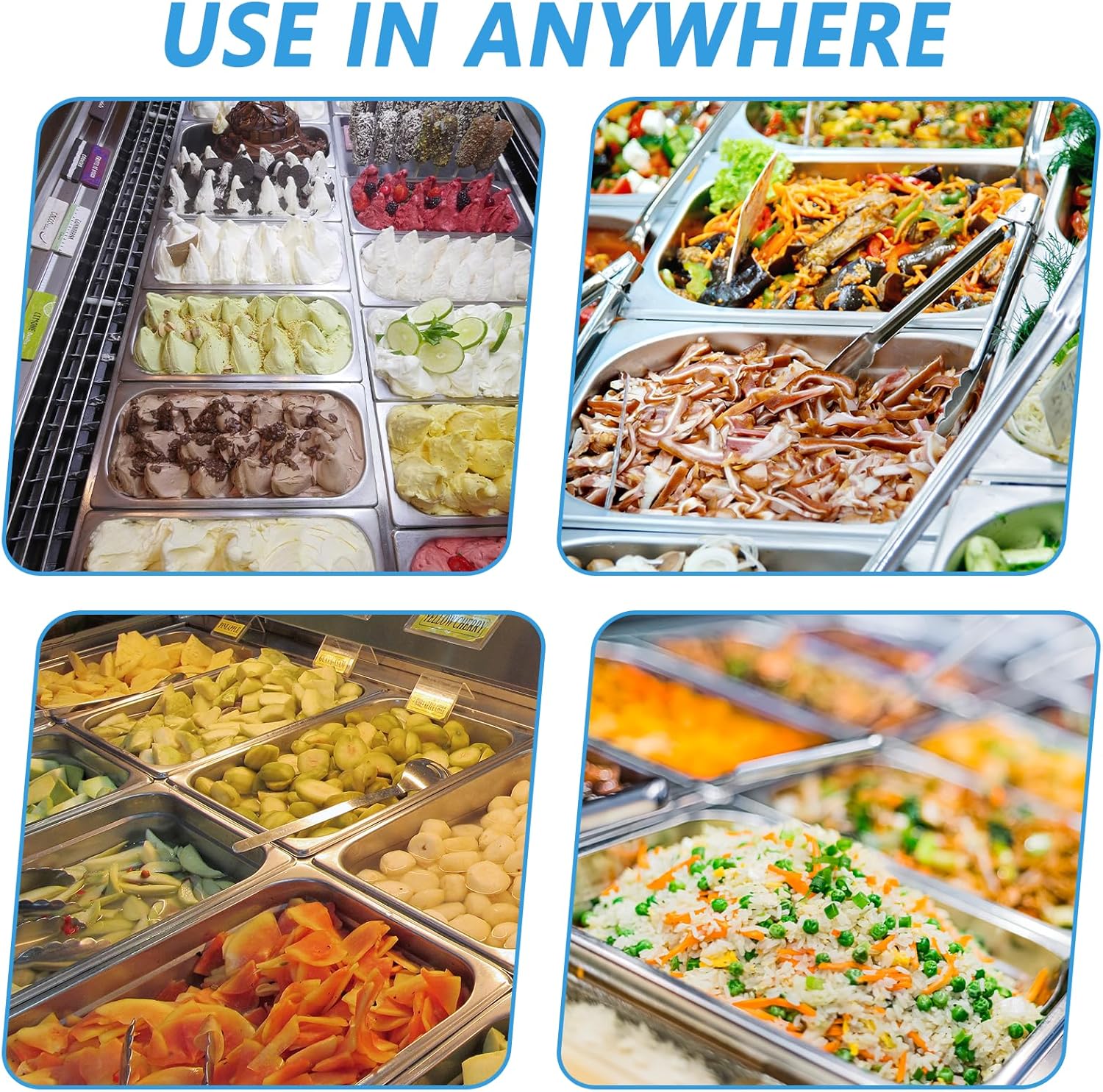 4-Pack 1/2 Half Size Steam Table Pans, 2.5 Inch Deep Restaurant Steam Table Pans Commercial, Hotel Pan Made of 201 Gauge Stainless Steel - Image 7