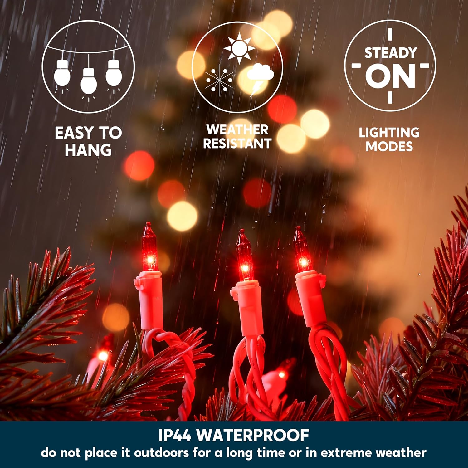 Joiedomi Christmas String Lights Indoor,100 Count Mini Red Light,21.4 FT Lighting Decor for Patio Dorm Classroom Bedroom Holiday Wedding Party Garland Birthday Festival,White Wire - Image 4