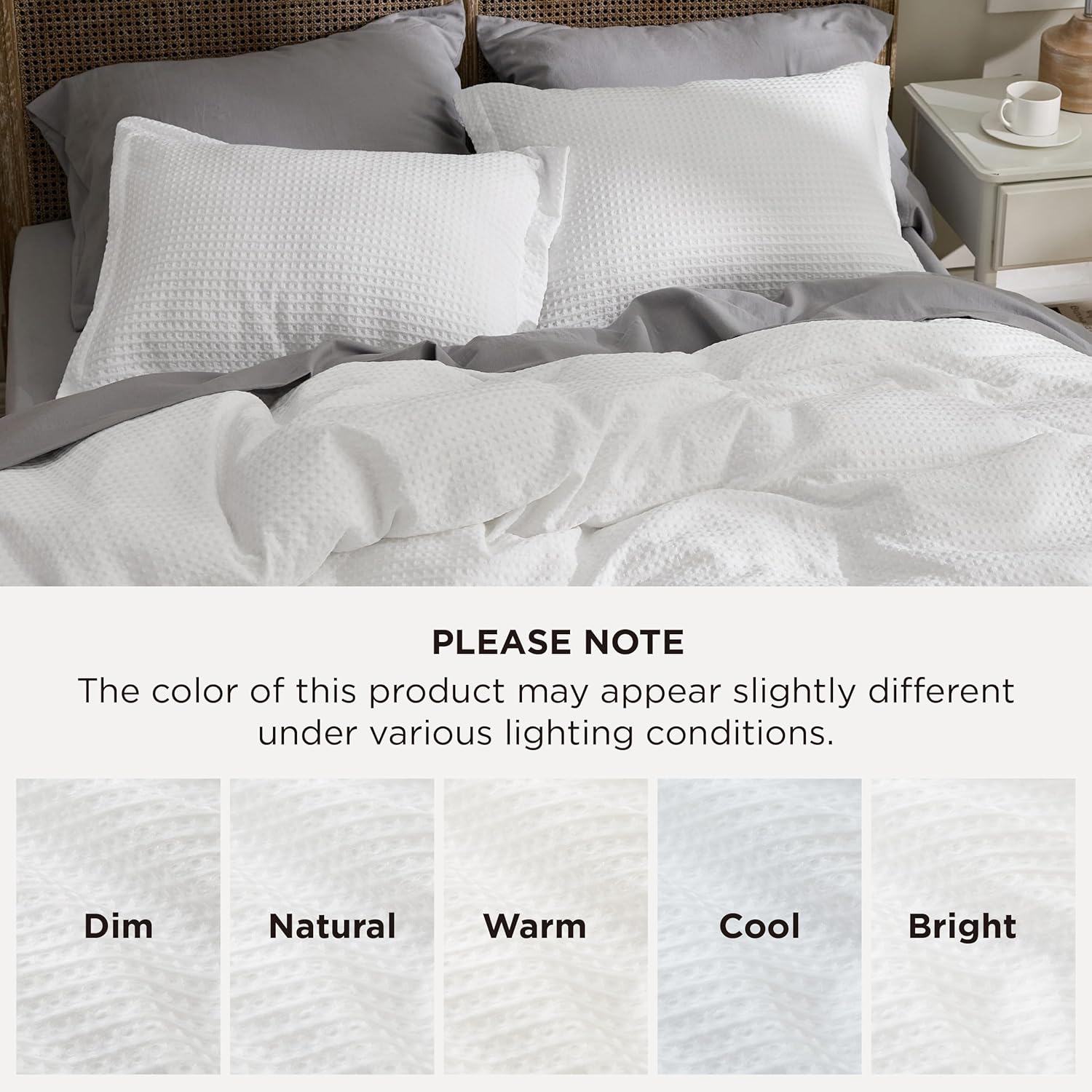 Bedsure Luxury Waffle Duvet Cover Queen Size - Textured Duvet Cover Set, Soft, Breathable Bedding Set (90"x90") with 2 Pillow Shams for All Season, Pure White, Comforter Not Included