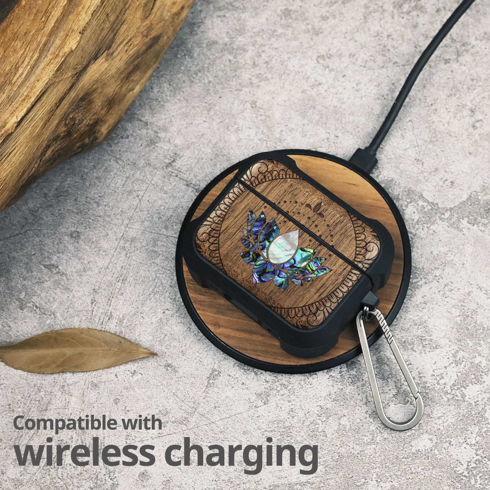 Carveit Designer Wooden Case For Samsung Galaxy S24 Ultra - Wood Engraving & Shell Inlay - Compatible With Wireless Chargers - The Grim Reaper-Blackwood