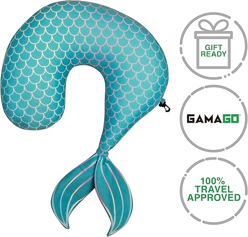 Miniatura 9 de Gamago Unicornio Kids & Kidults, bonita almohada de avión para viajes, tela ultra suave rellena con microperlas para un suave apoyo del cuello para