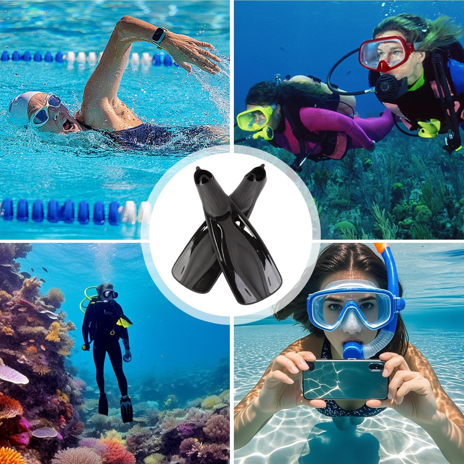 Pinne da nuoto e attrezzatura per snorkeling per adulti, pinne regolabili unisex, per principianti ed esperti all'aperto