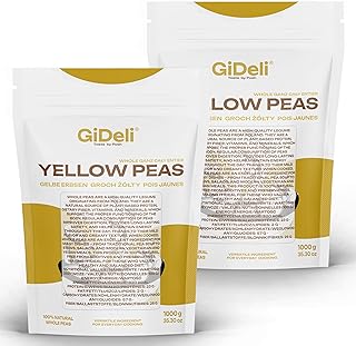 GiDeli Gelbe Erbsen Getrocknete 2 x 1kg - ungeschält, Ganze - proteinreich, ballaststoffreich, vegan - ohne Zusatzstoffe, für Suppen, Eintöpfe, Suppen, Gulasch, Salate & Püree