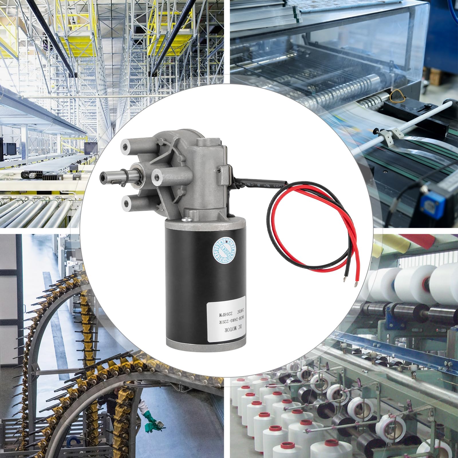 Moteur à engrenages DC, 80W 24V 220 tr/min Moteur à engrenages CC, couple élevé Moteur électrique synchrone à engrenages avec direction gauche/droite (sélectionnable) pour machines convoyeurs (droite)