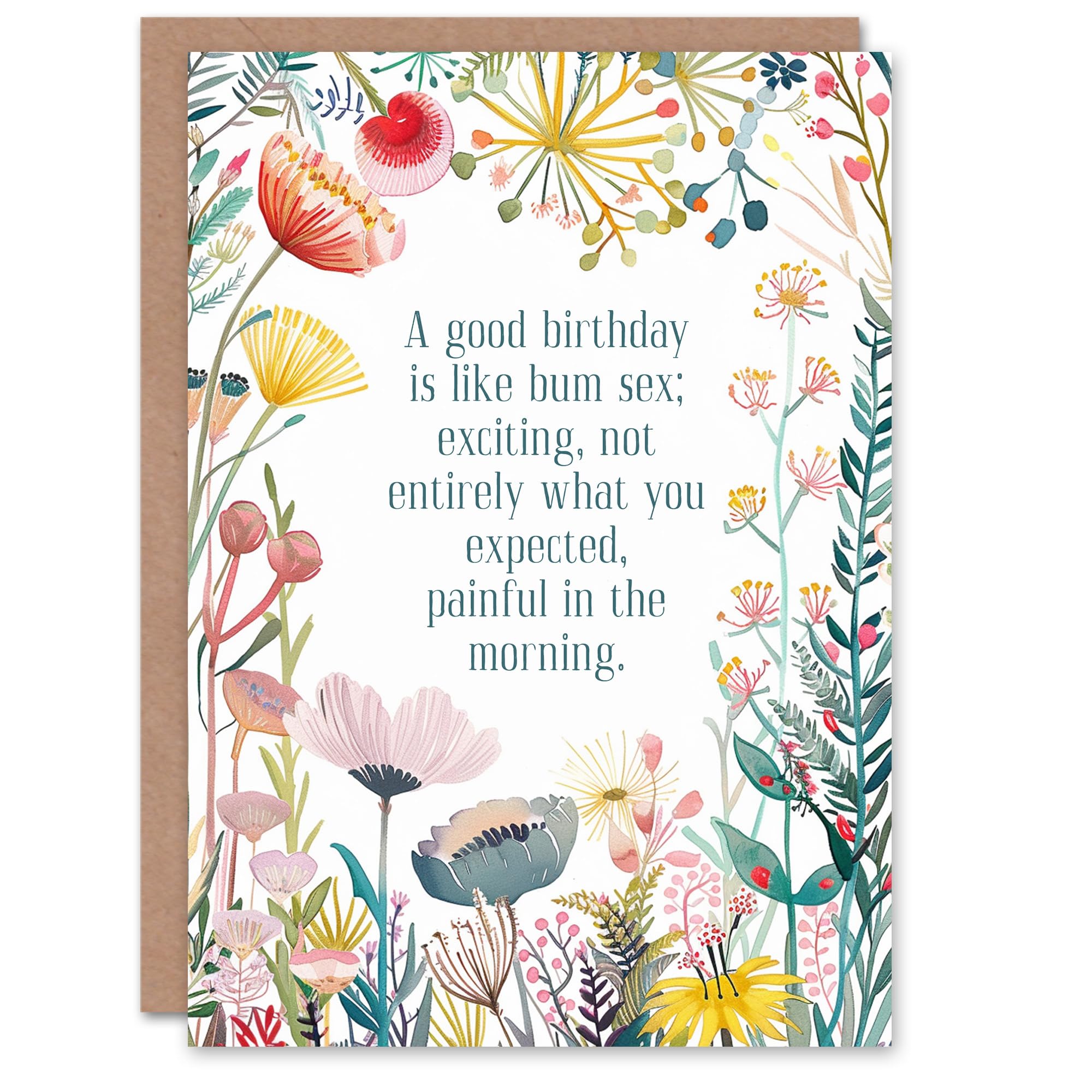 Artery8 Greeting Card Good Birthday Like Bum S*x Floral Funny Adult For Her Woman Birthday Card