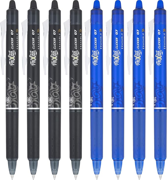 Pilot FriXion Clicker 0.7mm Erasable Gel Ink Pens 8-Pack
