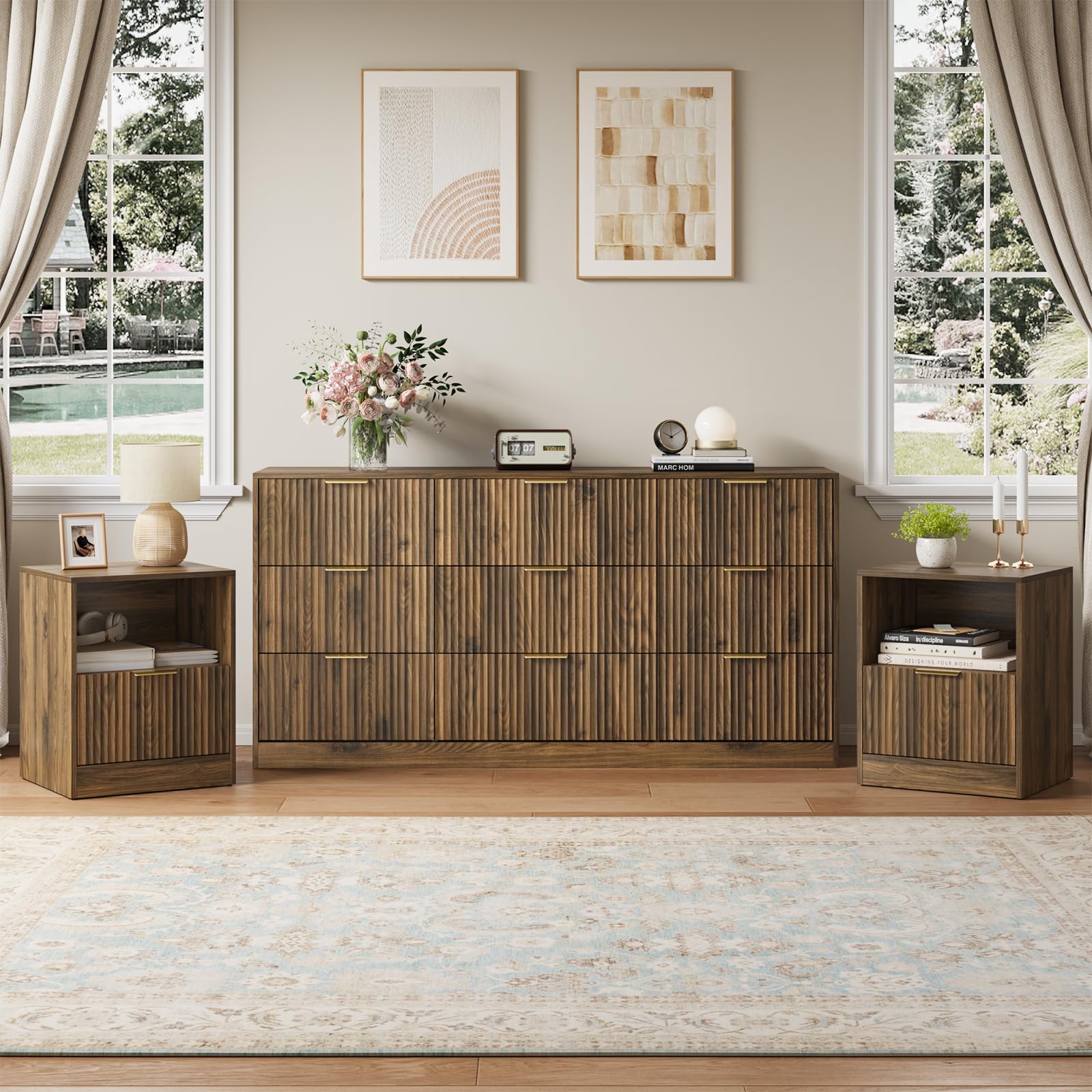 NOVAMAISON 9 Drawer Dresser & Nightstand Set