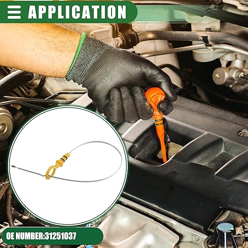 Miniatura 3 de Motoforti Indicador de varilla de medición de aceite de motor, repuesto de varilla de aceite para Volvo S80 2007-2014, plástico metálico,