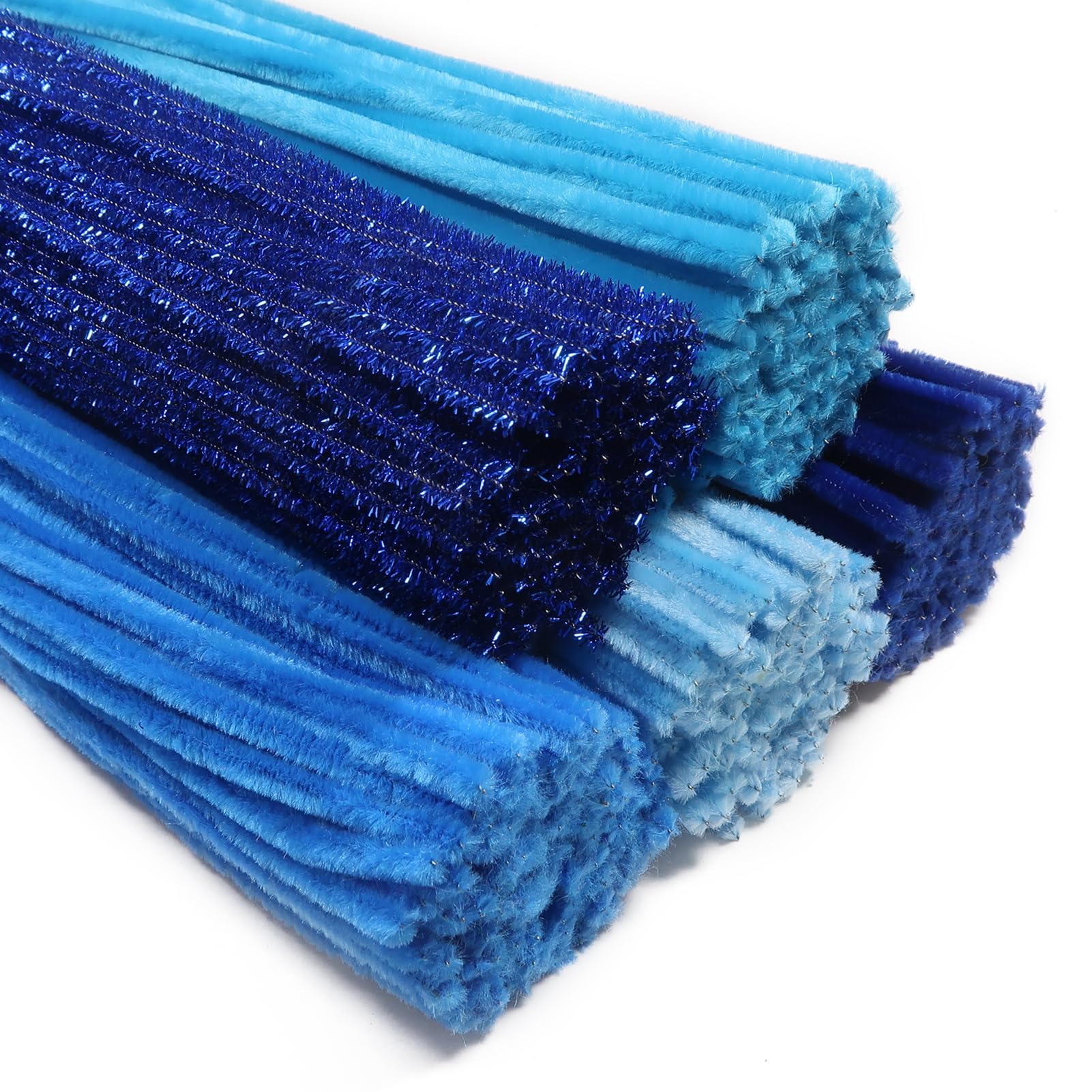 TOAOB 400pcs Blue Pipe Cleaners Glitter 5 Styles 30cm Long Chenille Stems