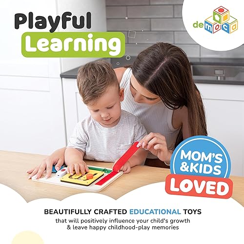 Miniatura 5 de deMoca Montessori - Tabla de actividades para niños de 1 año, juguete sensorial para niños pequeños, juguetes de viaje con actividades educativas