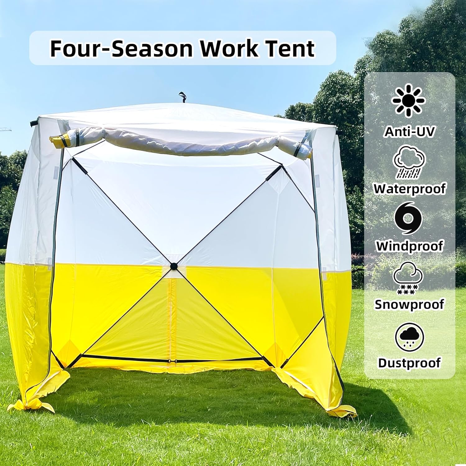 Pop Up Work Tent Instant Tool-Free Setup Portable Shelter for Outdoor Worksite, Construction, Gardening,Roadside Repairs,Emergency Shelter- Waterproof & UV Resistant Canopy 6ft x 6ft x 6.6ft