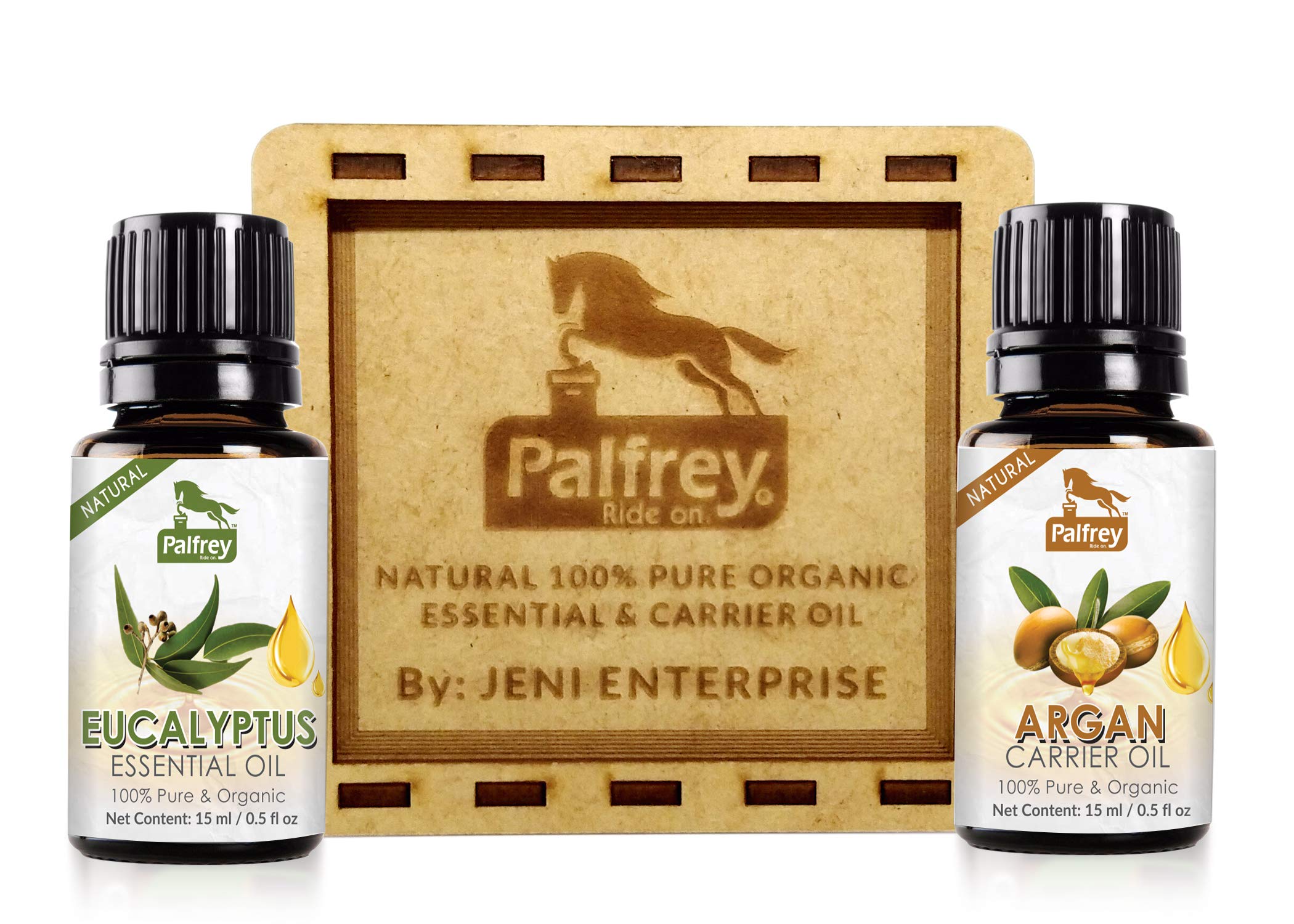 Palfrey 100% Pure Natural Organic Eucalyptus Essential Oil (15 ml) + Argan Carrier Oil (15 ml)