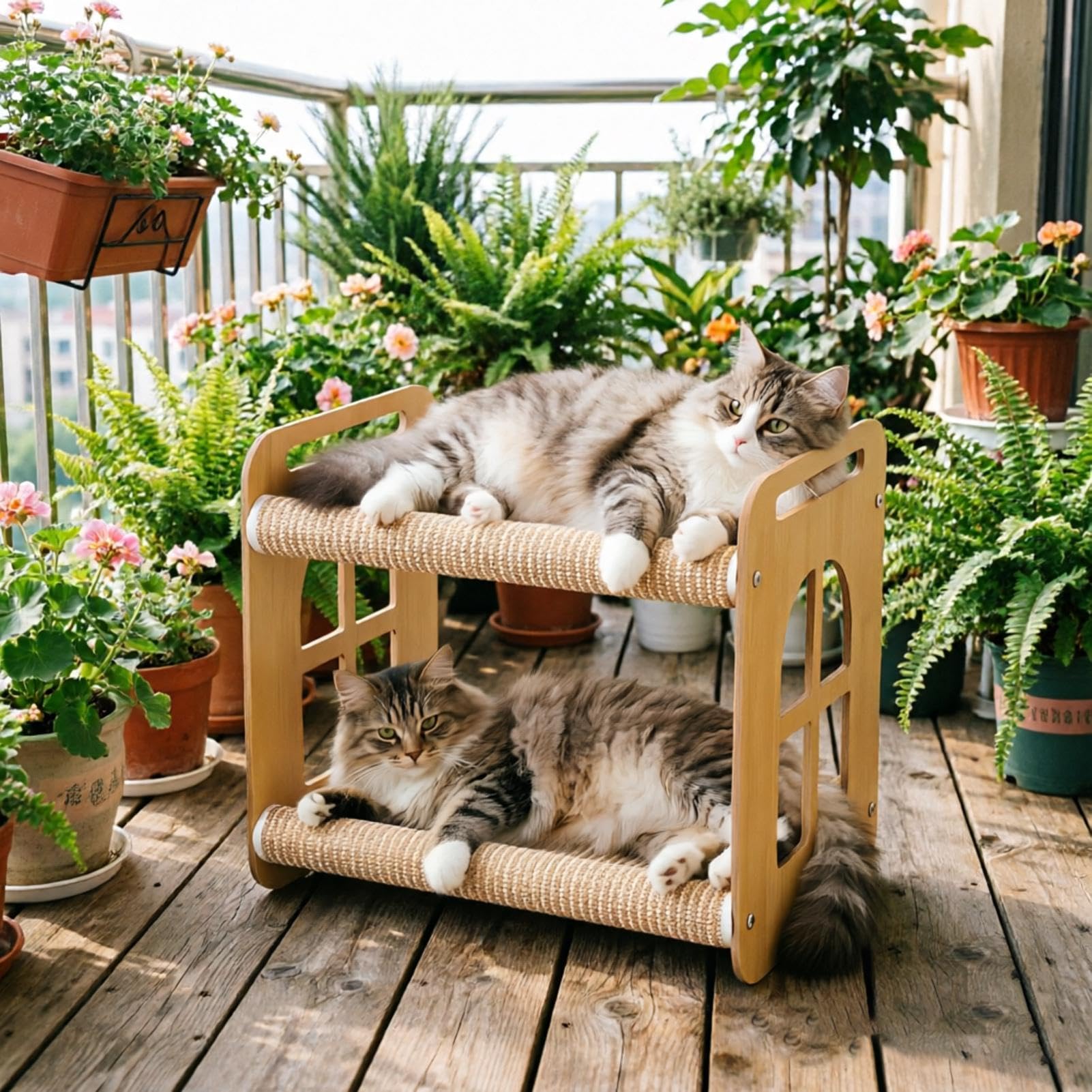 Cuccia A Castello Per Gatti Traspirante, Tappetino Sisal E Alta Portata | A Castello Estivo A 2 Per Gatti Da Grattare, Riposo E Quotidiano, In Casa, Negozi, Balcone, Soggiorno
