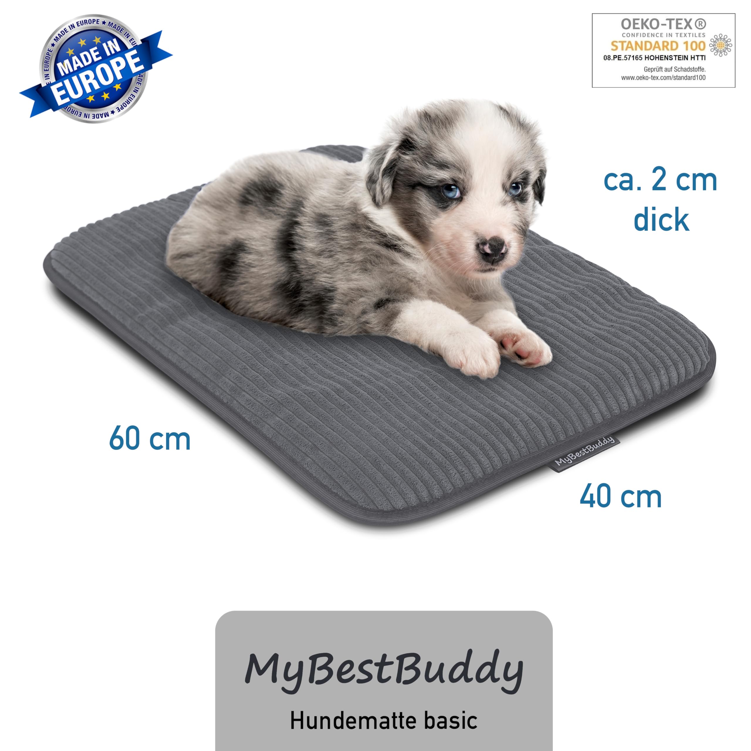 EMPSIGN Groot hondenbed wasbaar, orthopedische hondenbedden matras voor hondenkrat met wasbare afneembare hoes, huisdierbedden kussen kussen voor hond, grijs, 90 x 60 x 7,5 cm