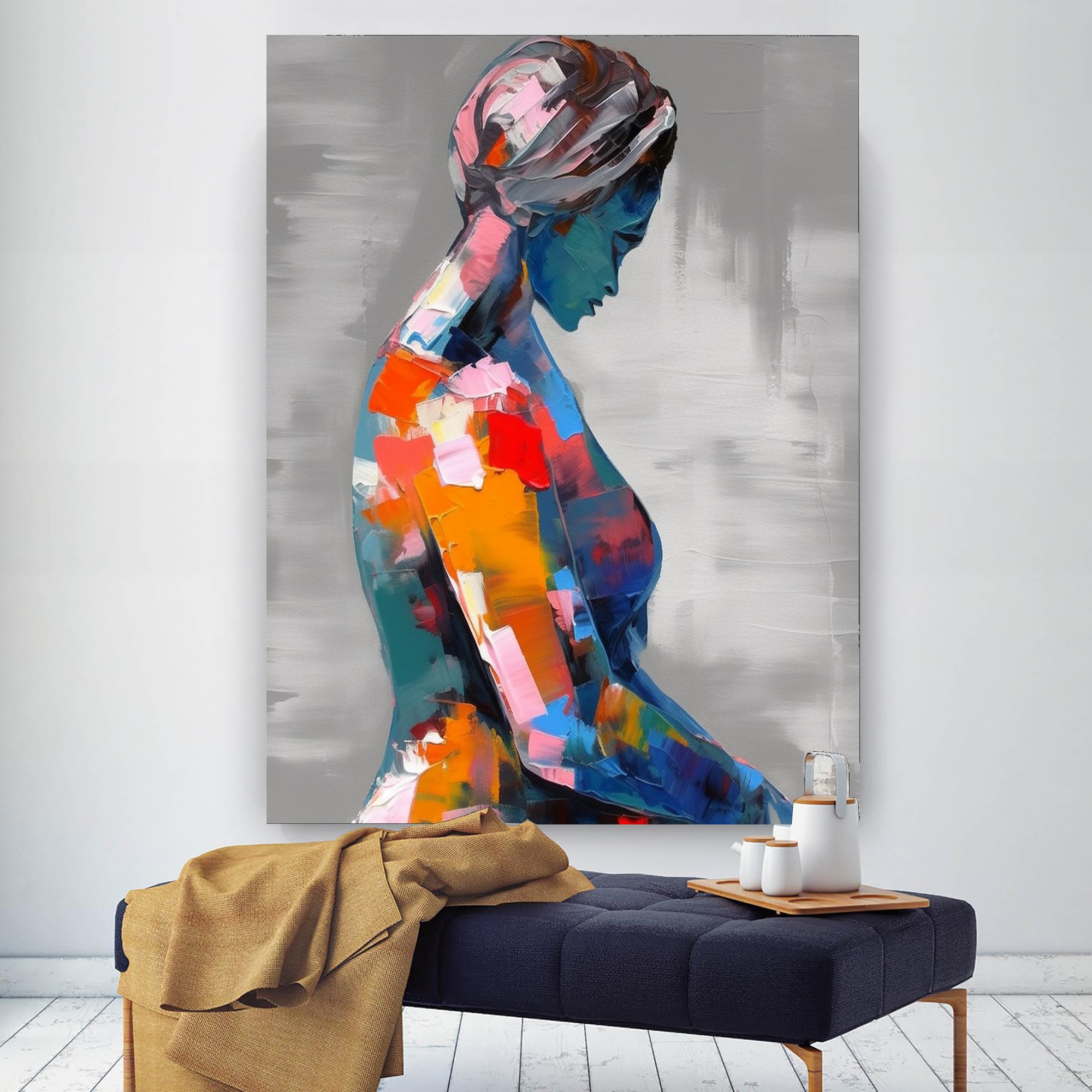 Amazon.com: Yahedoba Girl abstract 100% handmade oil painting side