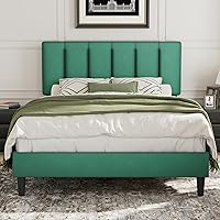 Vista 57 de VECELO - Base de cama tamaño individual con cabecera tapizada, plataforma con soporte de listones de madera de alta resistencia, no necesita somier