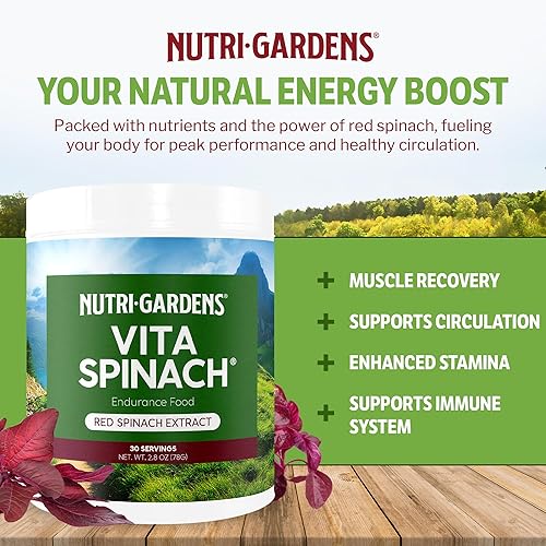 Miniatura 5 de VitaSpinach - Extracto de espinaca roja de óxido nítrico que mejora la presión arterial y el flujo, resistencia energética antes del entrenamiento,
