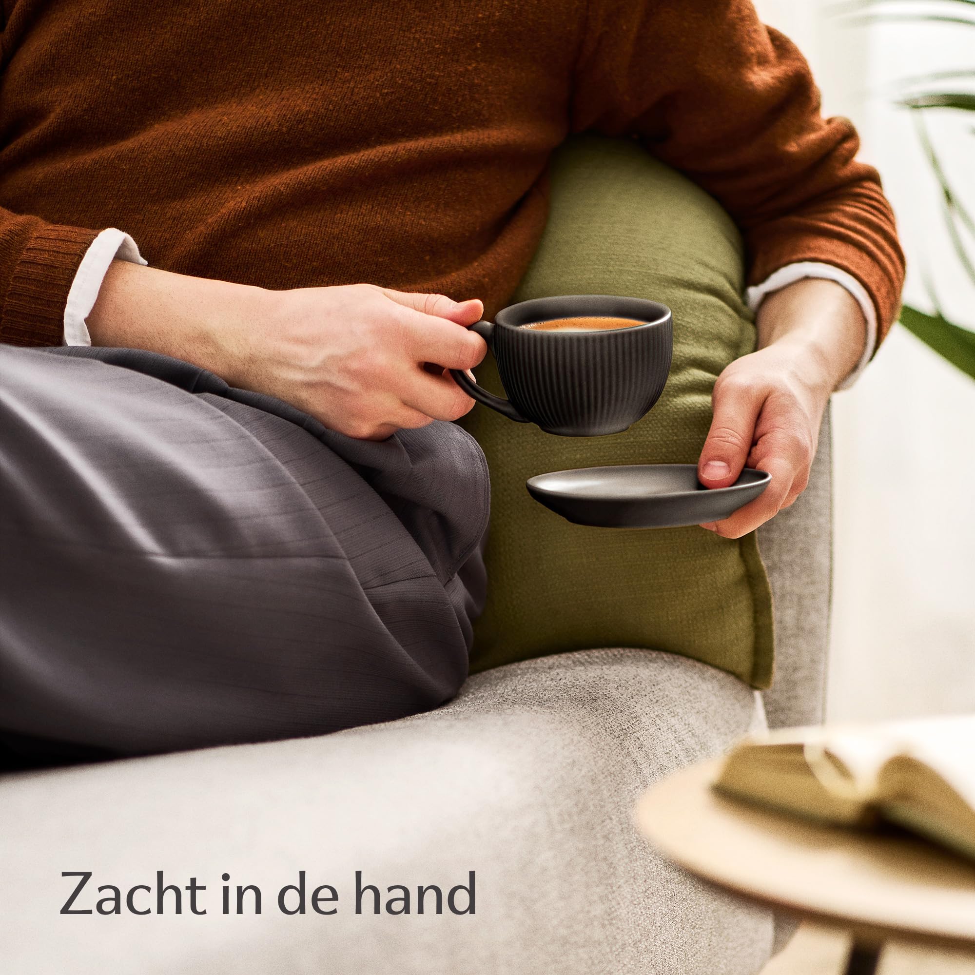 Cappuccinokopjes - 200ml - Mosterdman - 6 grijze kopjes