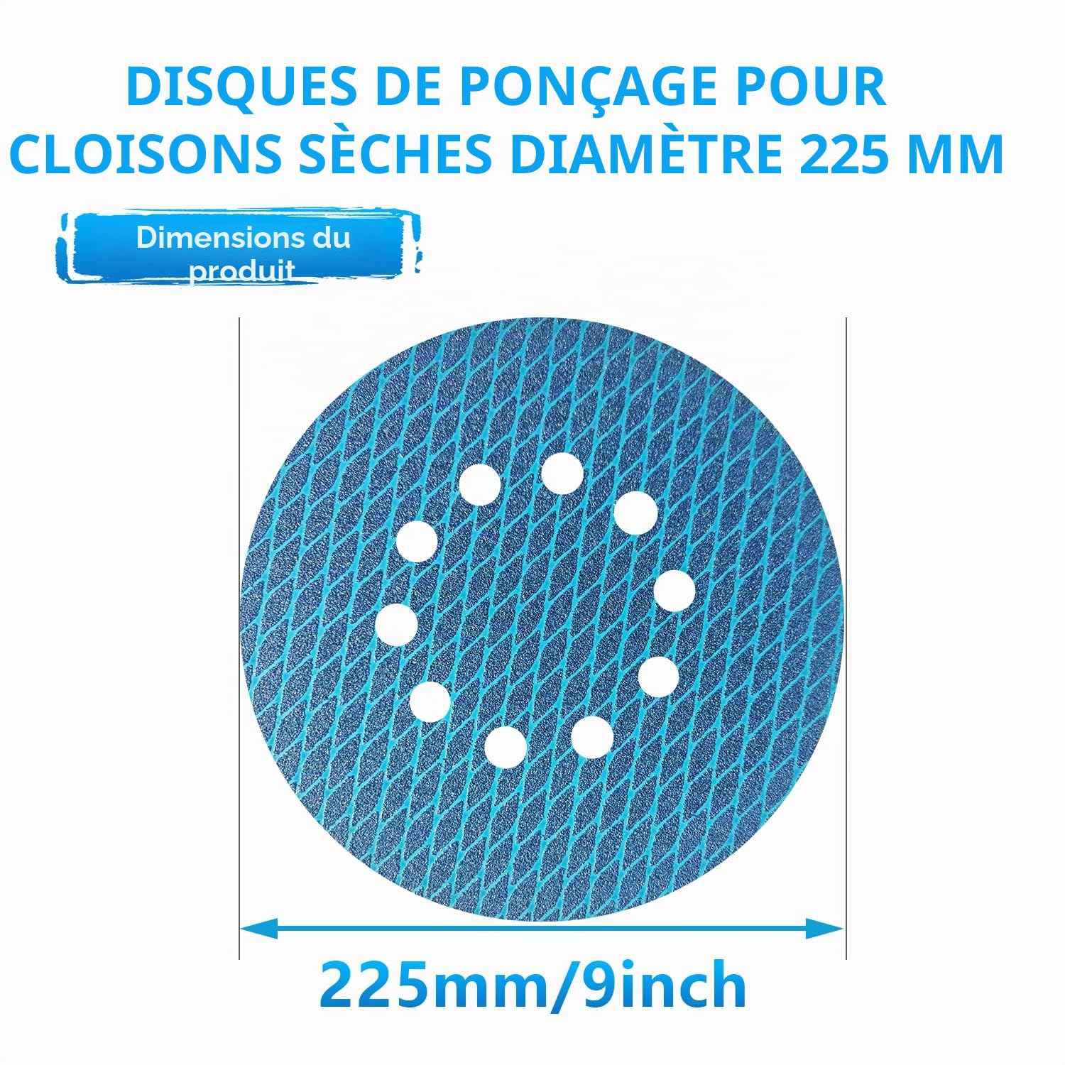 Disques abrasifs excentriques 225 mm 10 trous Grain 40-240 anti-colmatage Lot de 25