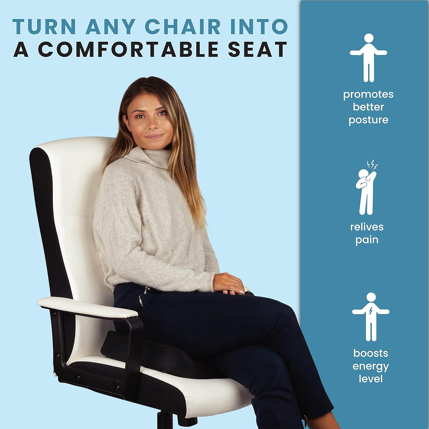 Memory Foam Seat Cushion | Gel Infused – Ventilated | Coccyx Cushion Office Chair Cushion | Tailbone Pain Relief Cushion - Lumbar Cushion : Health & Household
