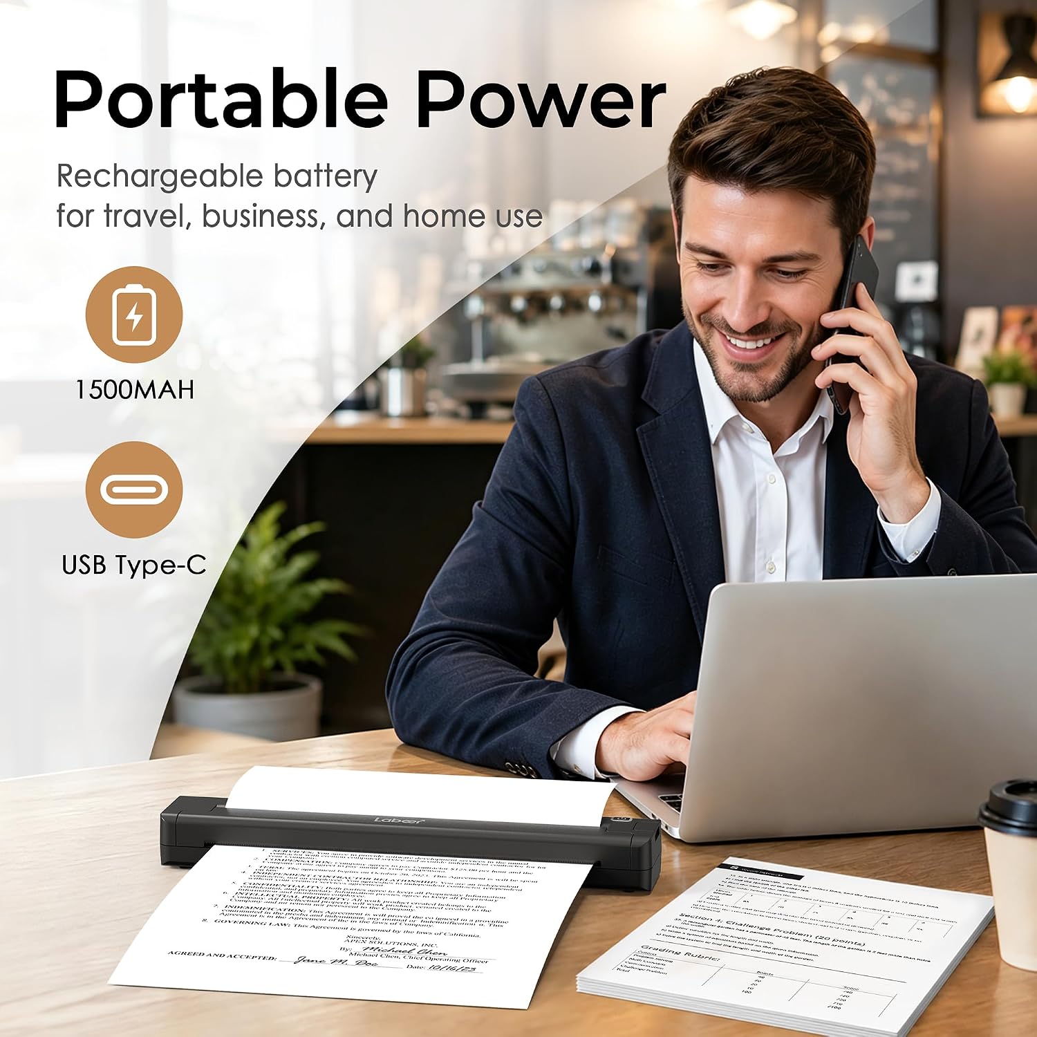 Labeer Portable Thermal Printer, Wireless Bluetooth Inkless Printer