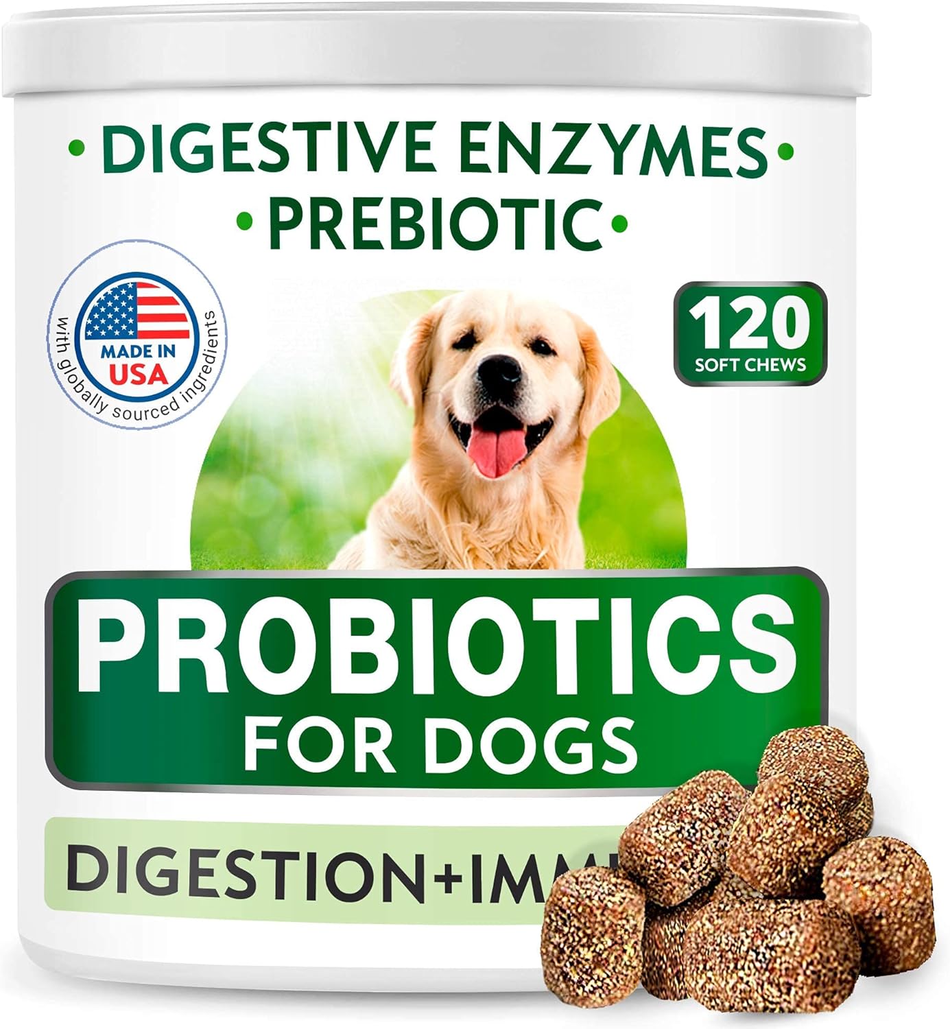 BARK&SPARK Combo of Dog Probiotics Chews + Calming Hemp Treats + Omega 3 Fish Oil Chews for Dogs - Anxiety Relief + Digestion and Immunity Support + Skin and Coat Supplement