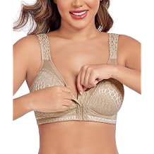 Womens Minimizer Bra Front-Close Bras Wireless Full Figure Wirefree Large Bust Bra Jacquard Support Back Posture