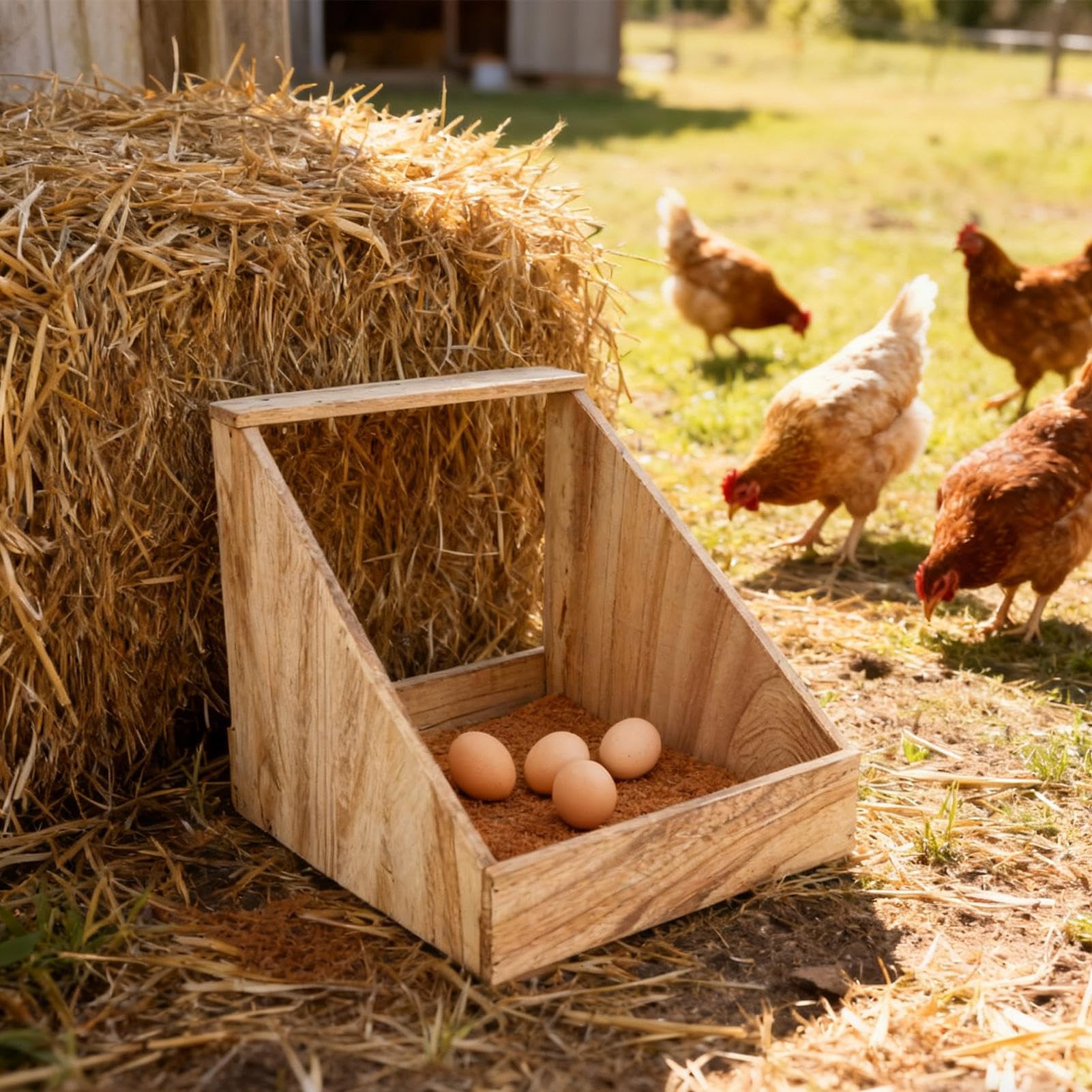 Cajas De Puesta para Gallinas De Madera con Almohadillas Y Percha para | Cajas De Para La Puesta De Huevos Para Gallinas En Gallineros Durante Invierno Para Aves De Corral Con Percha En Granja Y C