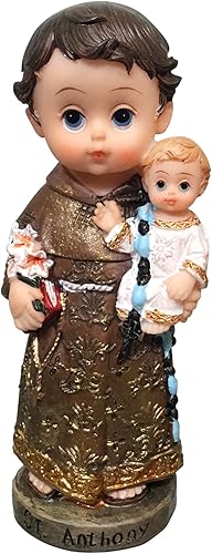 Estatua de San Antonio con cara de bebé, estatua de San Antonio, estatua de San Antonio, estatua de decoración religiosa (5 pulgadas)