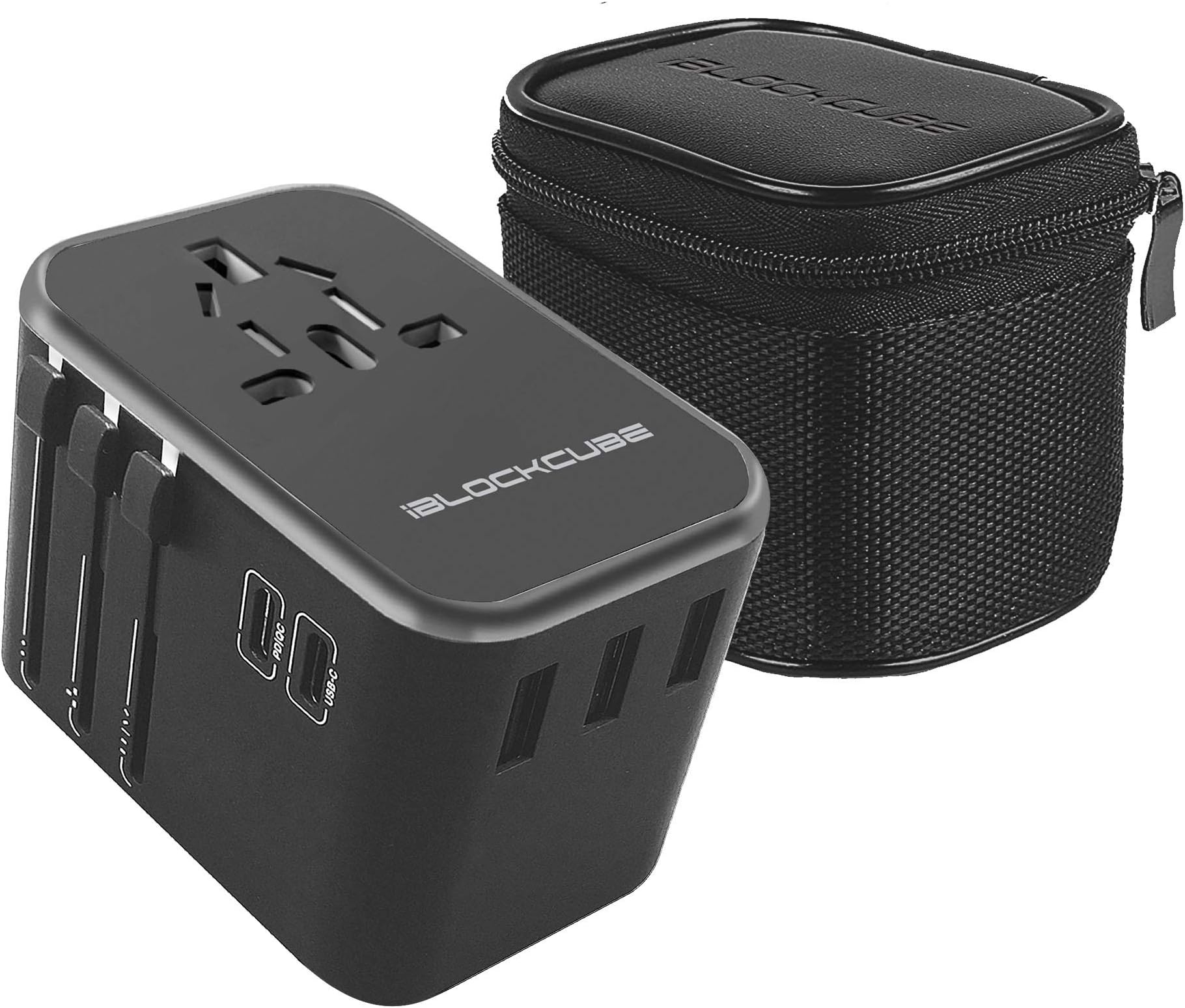 Travel Adapter Worldwide World's First 35W Dual USB Type C 3 USB Ports with 3.5A Fast Speed Charger International Power Adapters All in One Universal Adaptor ๏ผDeep Gray๏ผ